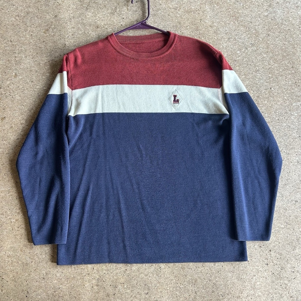 Vintage 70's Levi's Sweater Patriotic Striped Mens Size: Medium Colorblock